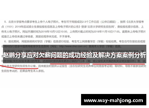 赵鹏分享应对欠薪问题的成功经验及解决方案案例分析